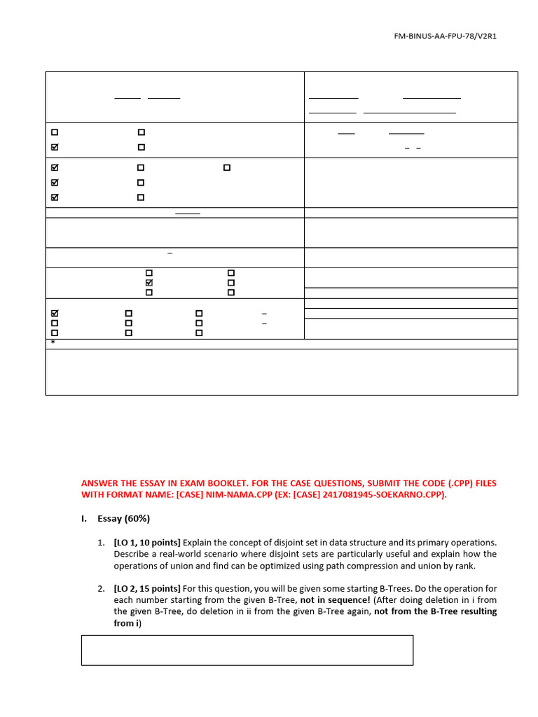 Data Structures Exam Guide 2024 | PDF | Algorithms And Data Structures ...
