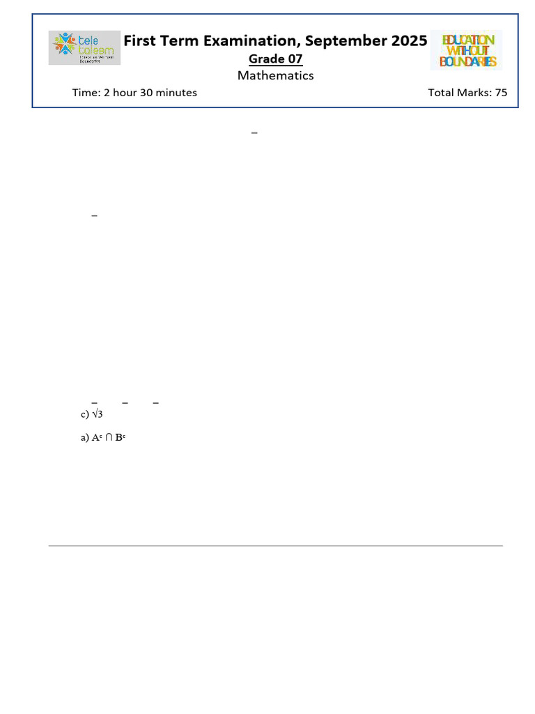 Grade 7 Math Exam Answers, Sept 2025 | PDF | Chess Theory | Chess