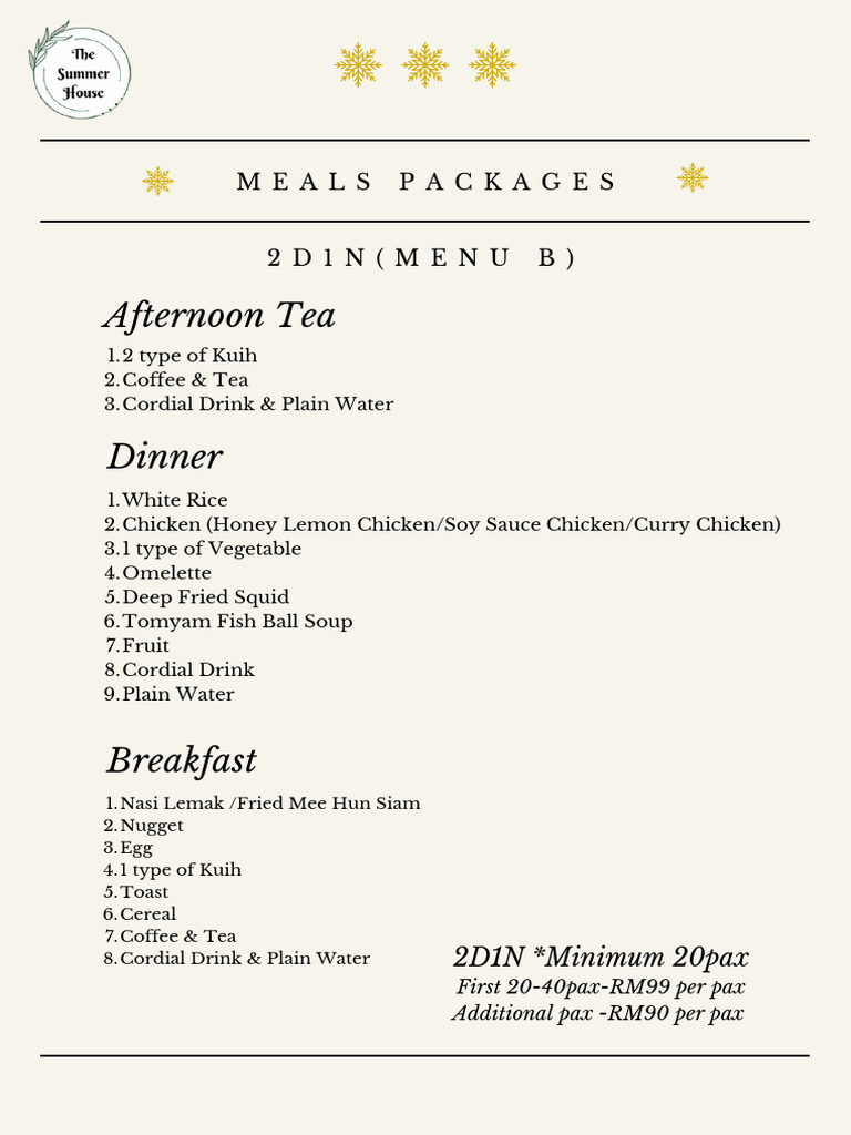 Diverse Meal Packages Overview | PDF