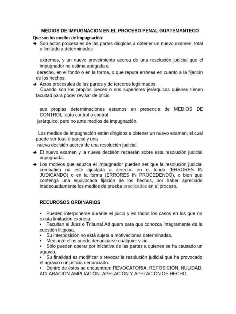 Medios de Impugnación en el Proceso Penal Guatemalteco | PDF ...