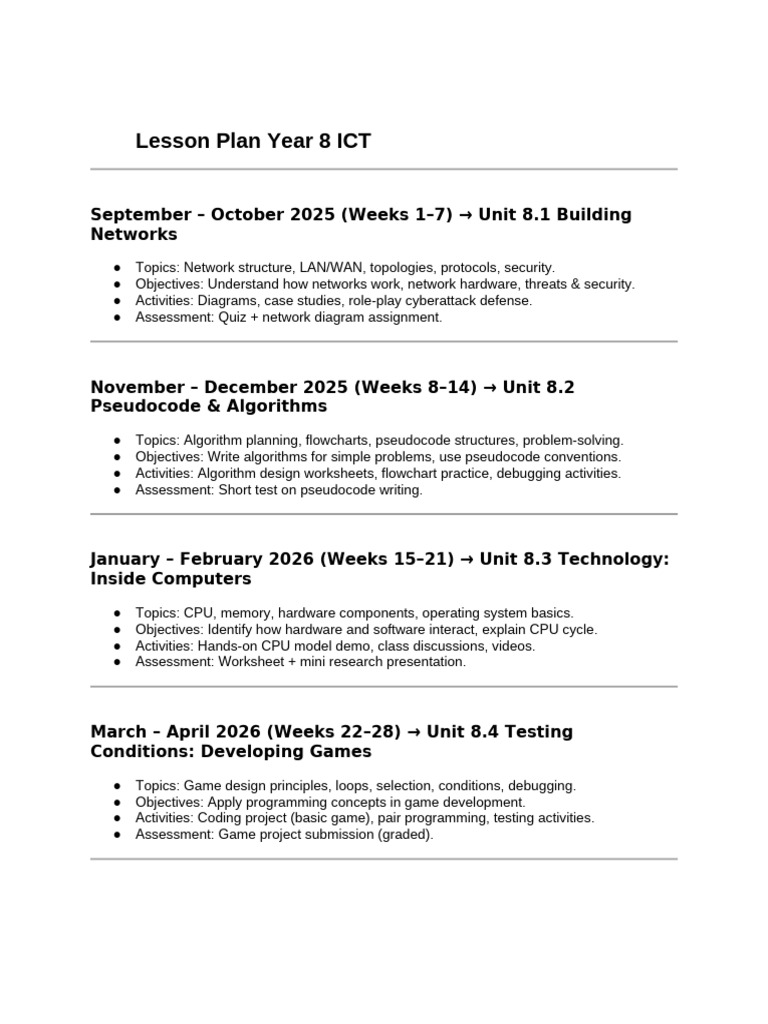 Year 8 ICT Network Planning Outline | PDF