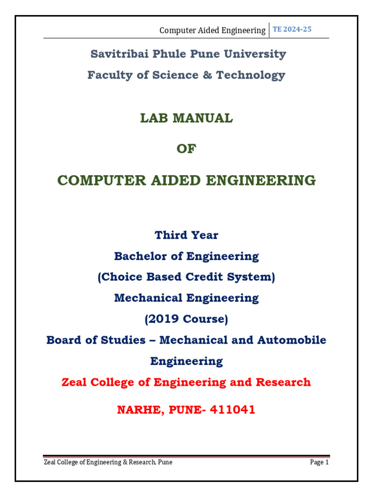 CAE Lab Manual For Students - Tupe 2 | PDF | Stress (Mechanics ...