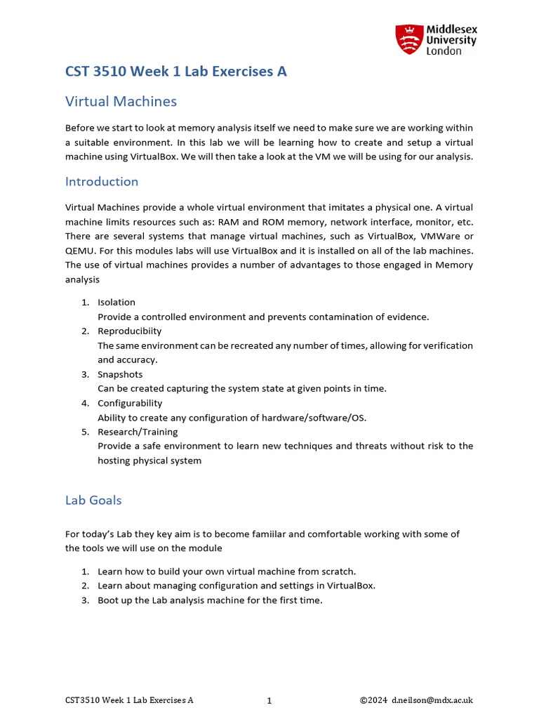 Week 1 Lab Exercises A Virtual Machines | PDF | Virtual Machine ...