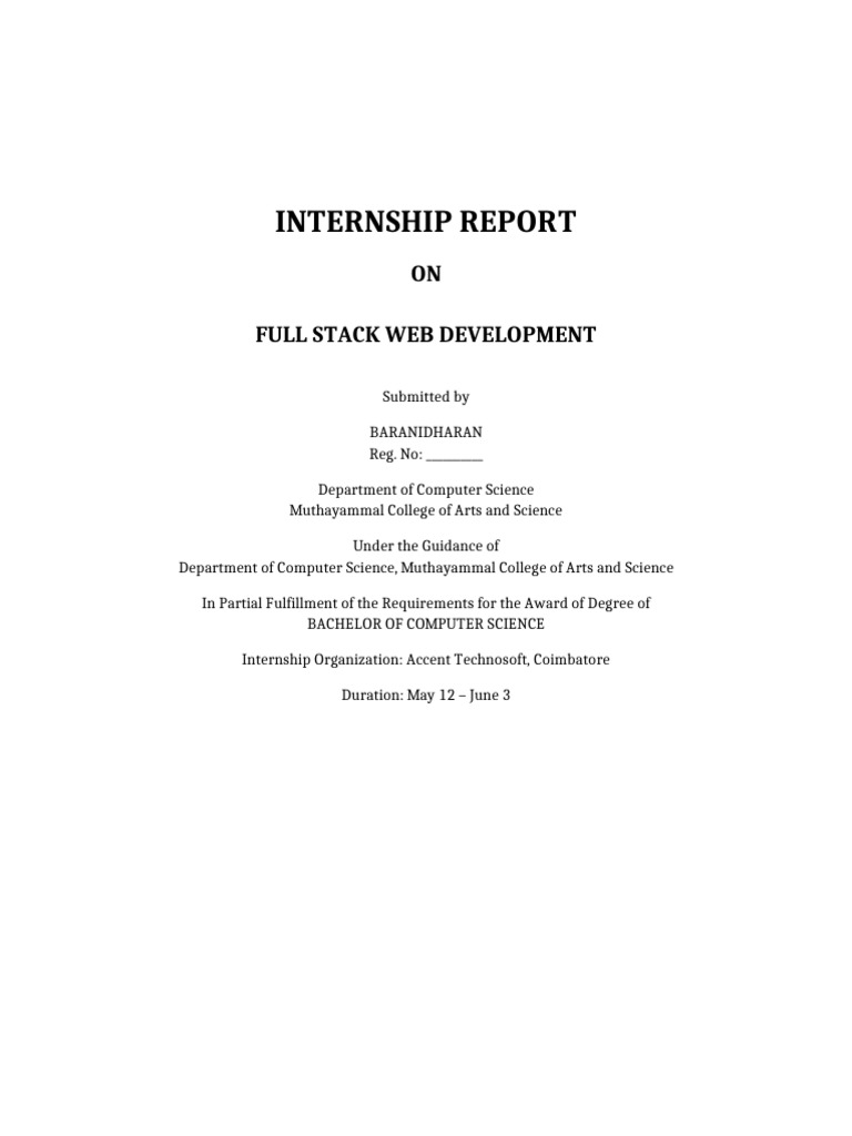 Full Stack Web Development Internship Report | PDF | Bootstrap (Front ...
