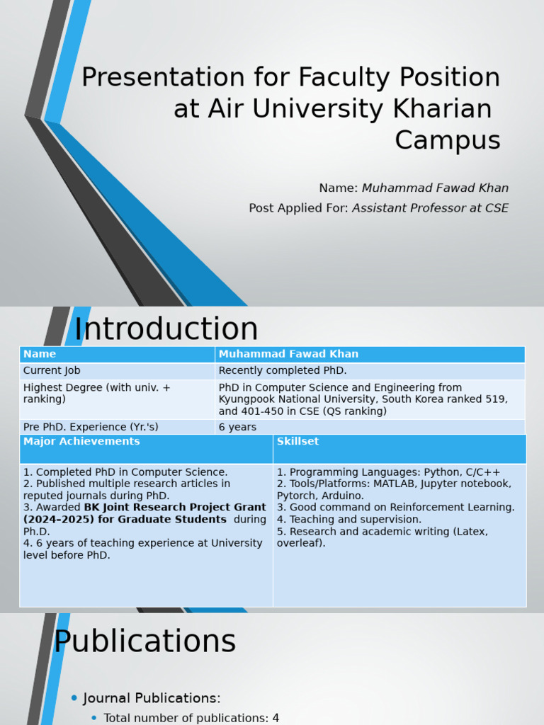 Fawad Presentation Air Uni | PDF | Machine Learning | Doctor Of Philosophy