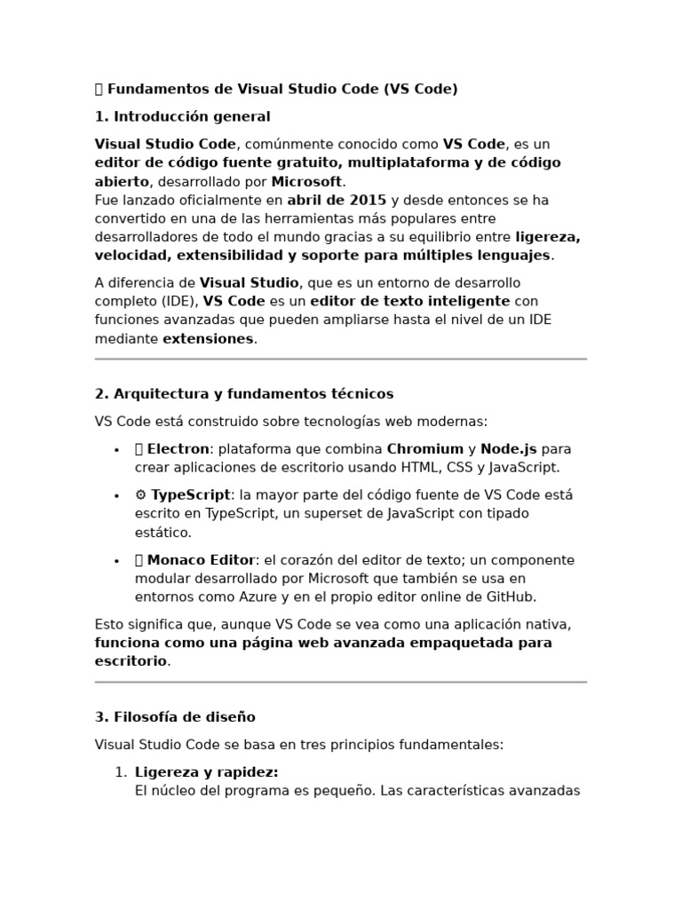 Fundamentos de Visual Studio Code | PDF | Entorno de desarrollo ...