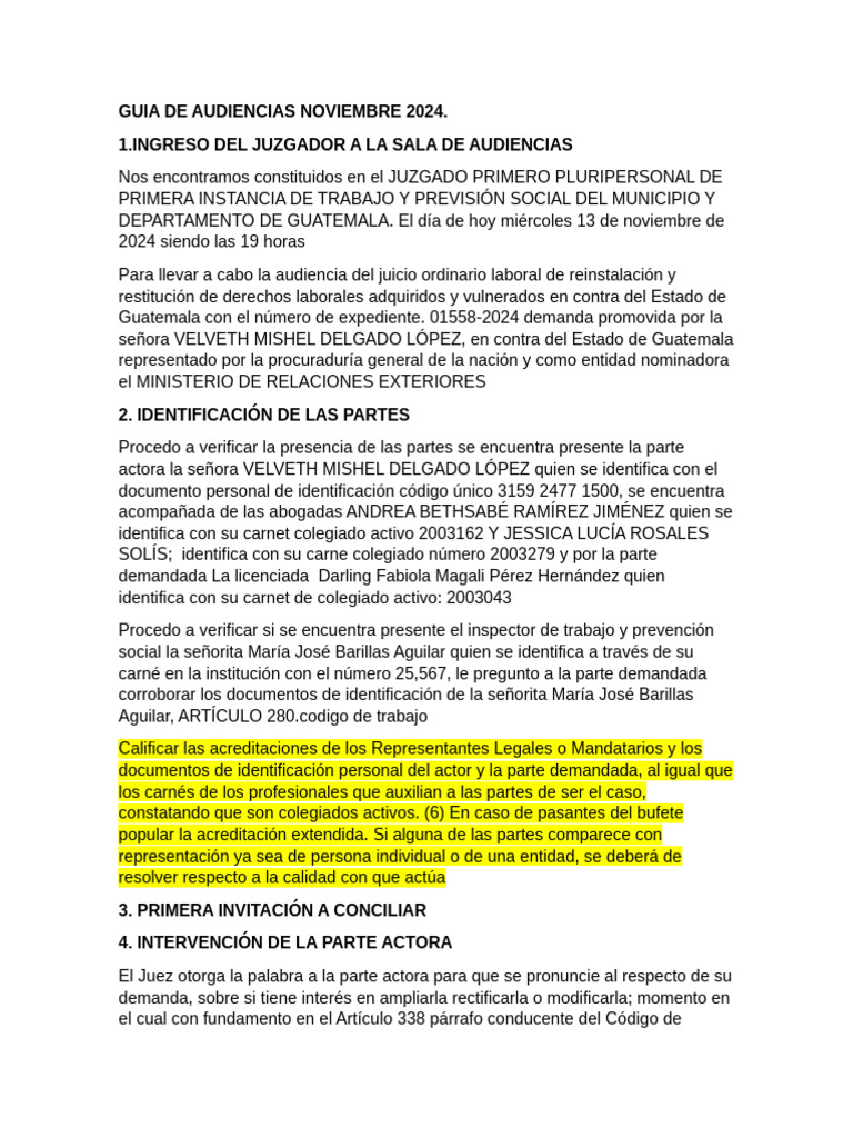 Guía de Audiencias Laborales 2024 | PDF | Justicia | Crimen y violencia