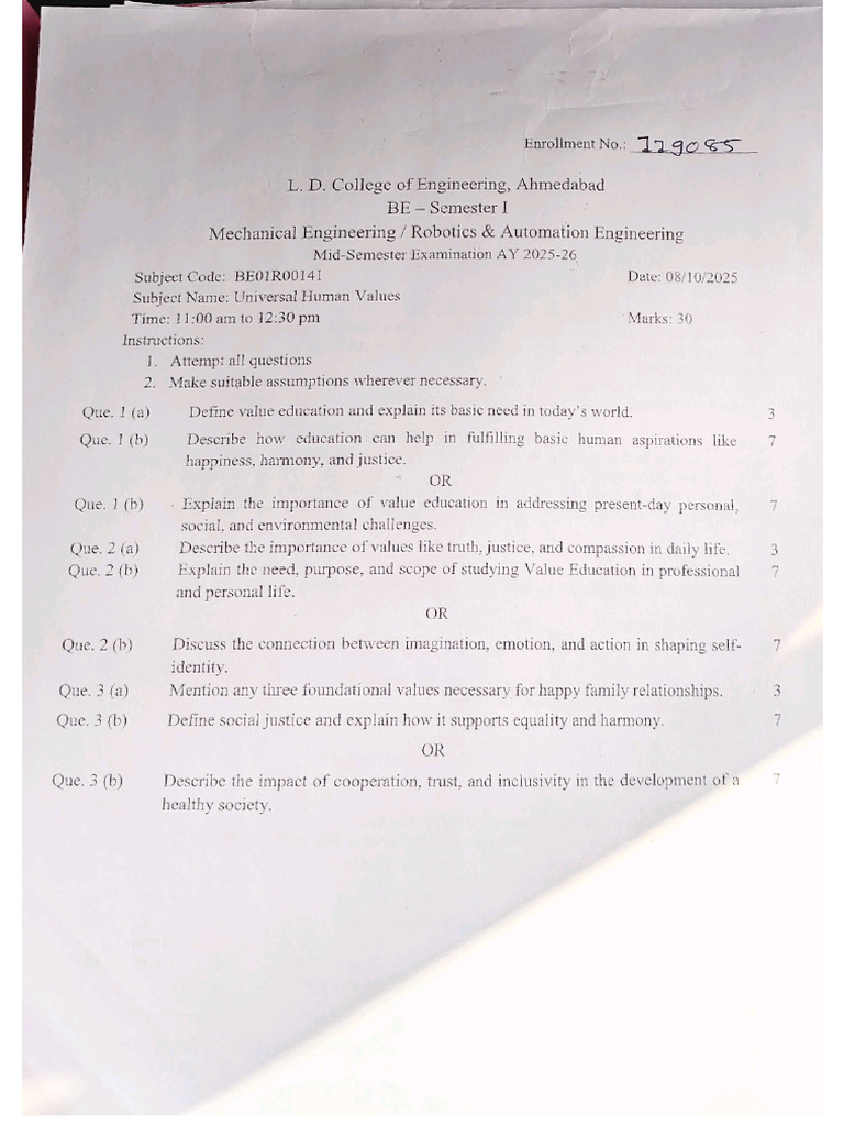 LD Midsem 1st Year Papers | PDF