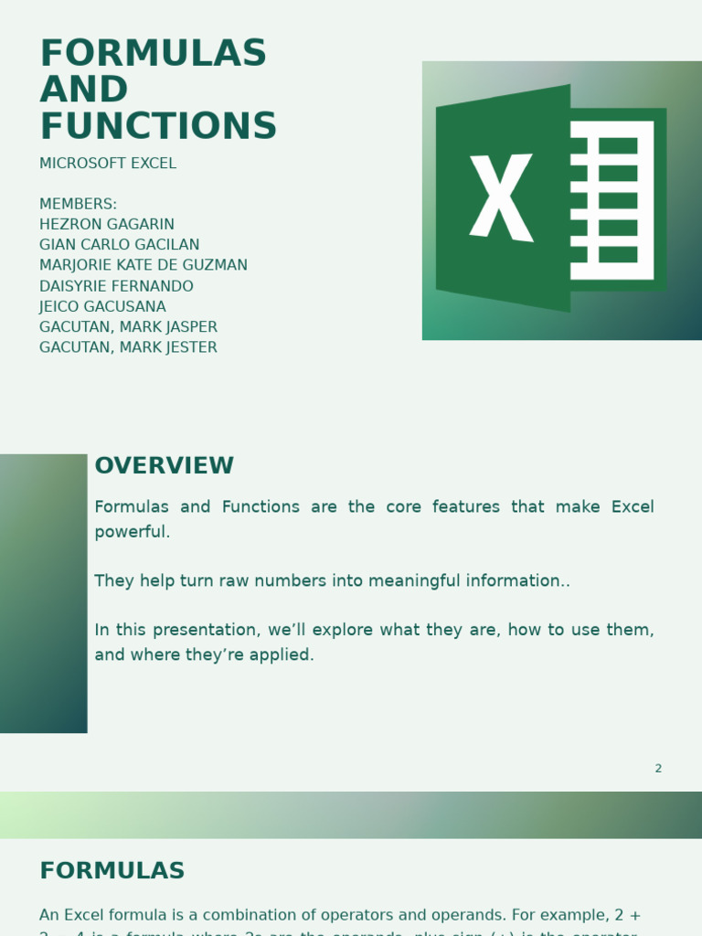 Excel Formulas and Functions Guide | PDF | Microsoft Excel | Formula