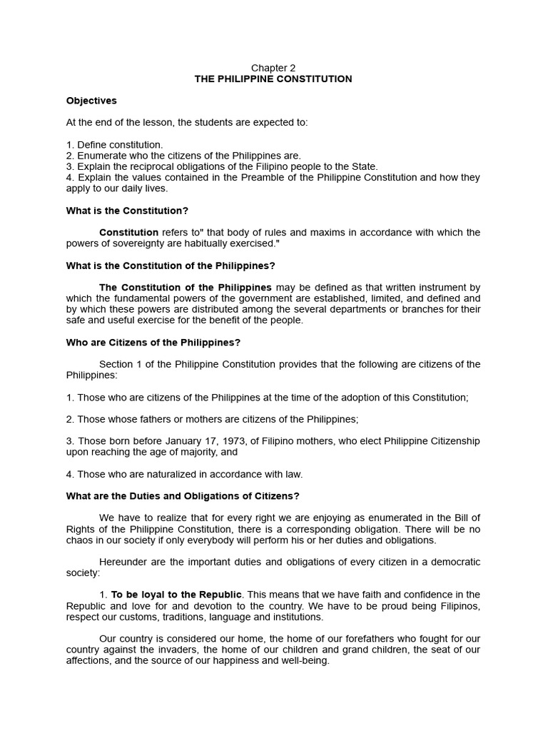 Understanding the Philippine Constitution | PDF | Love | Citizenship