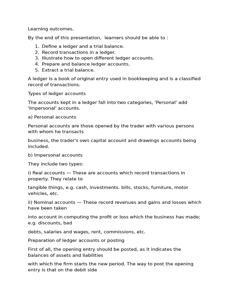 Understanding Impersonal Ledgers | PDF