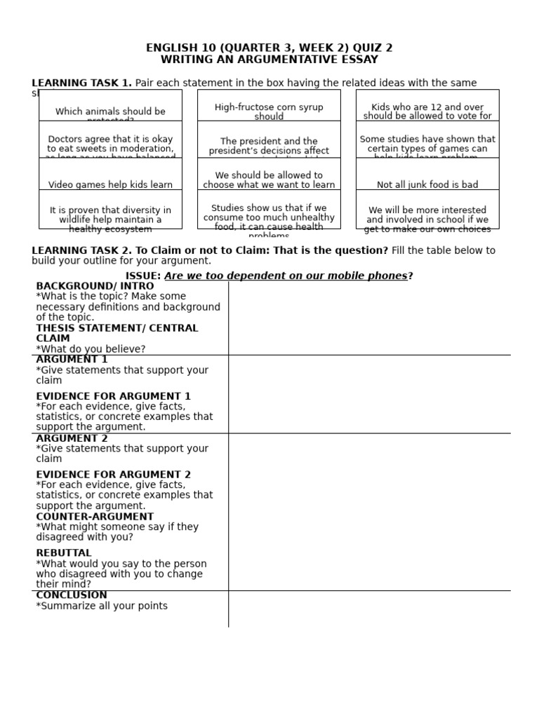 Argumentative Essay Writing Guide | PDF