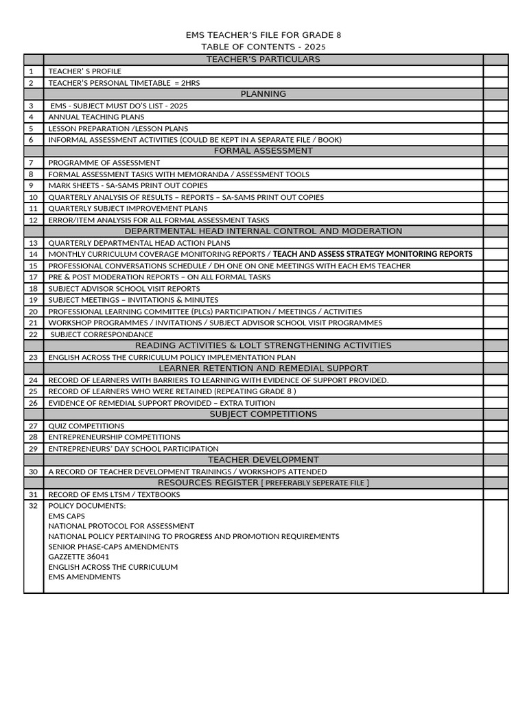 Grade 8 EMS Teacher's Resource Guide | PDF | Teachers | Curriculum