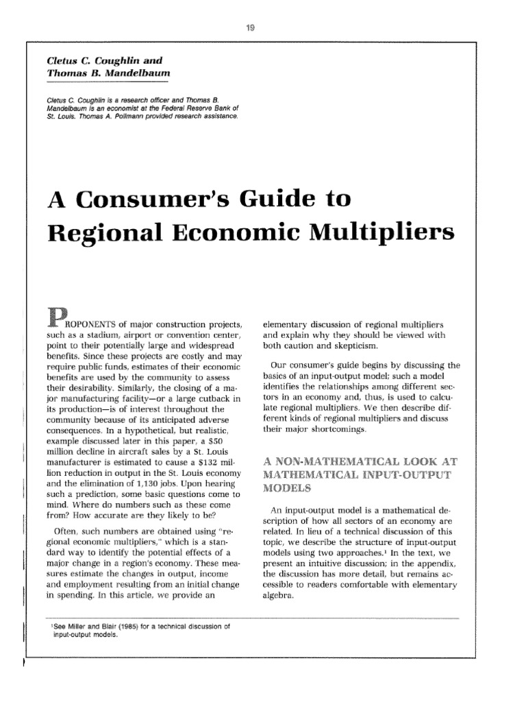Understanding Regional Economic Multipliers | PDF | Input–Output Model ...