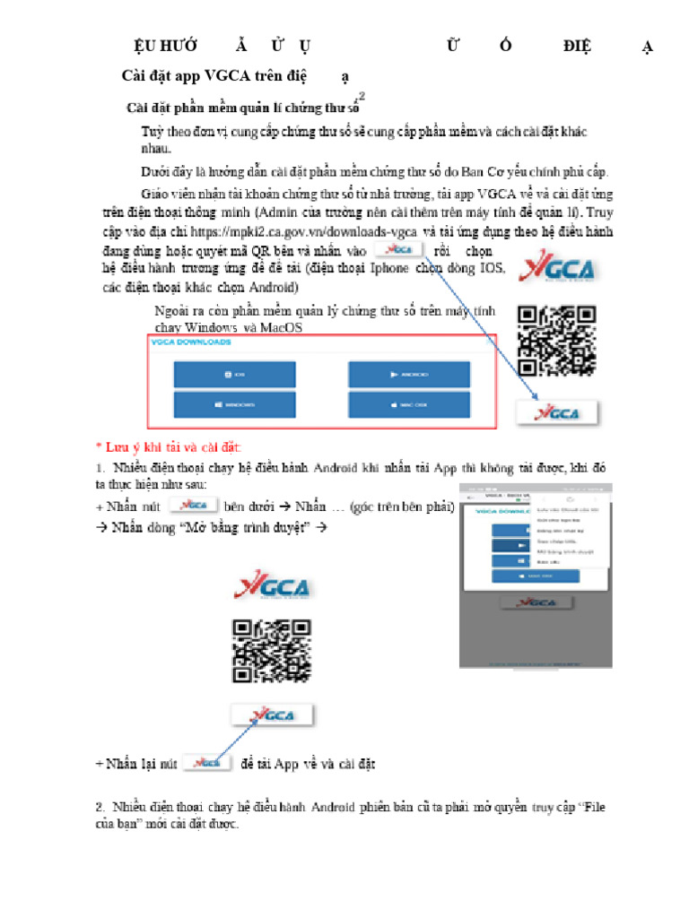 Huong Dan Su Dung Chu Ky So App Vgca DT | PDF