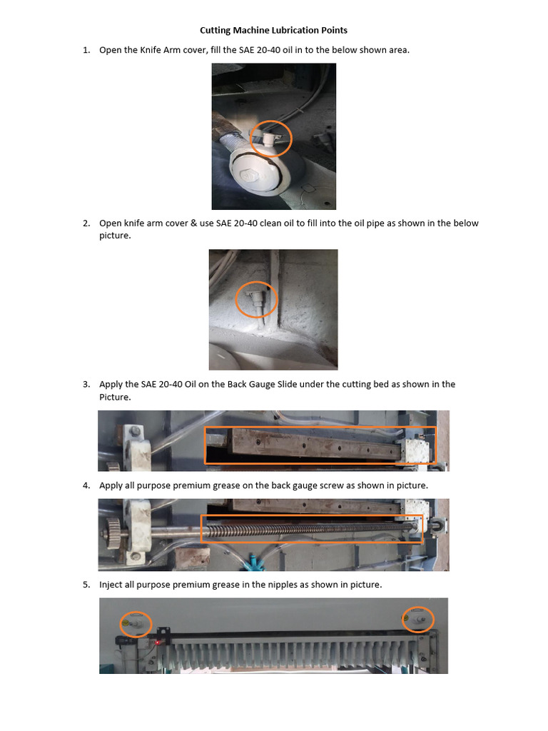Cutting Machine Lubrication Guide | PDF