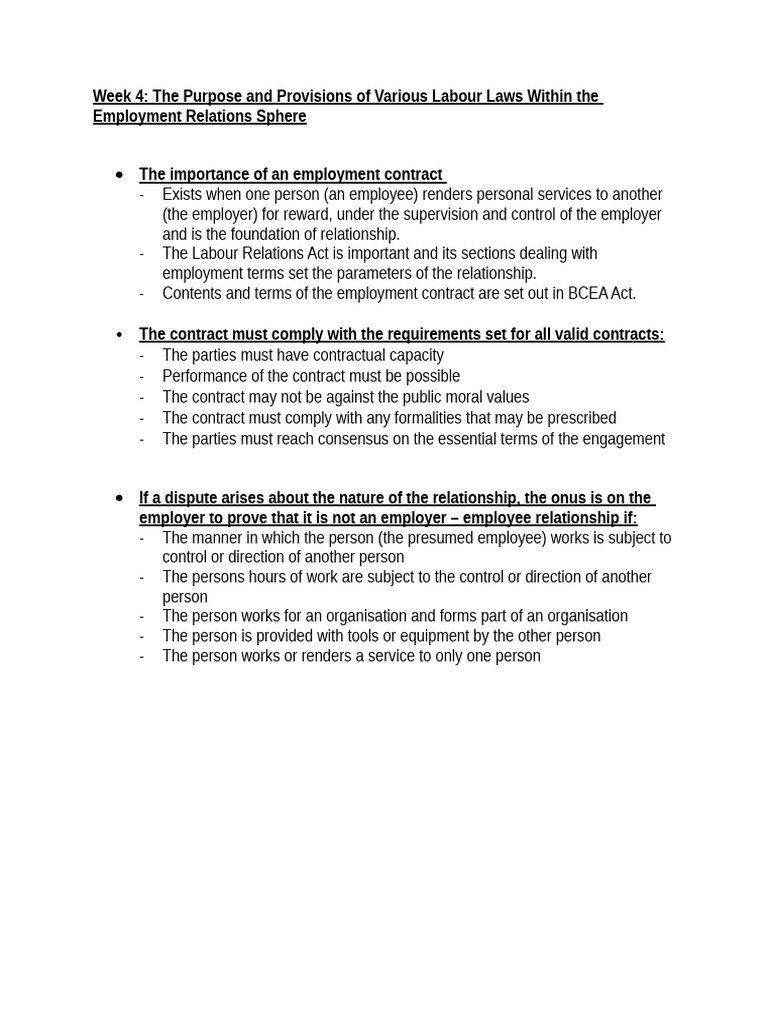 Understanding Employment Contracts and Labour Laws | PDF