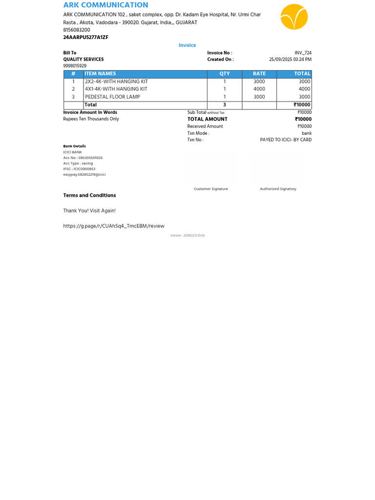Bill INV 724-1 | PDF
