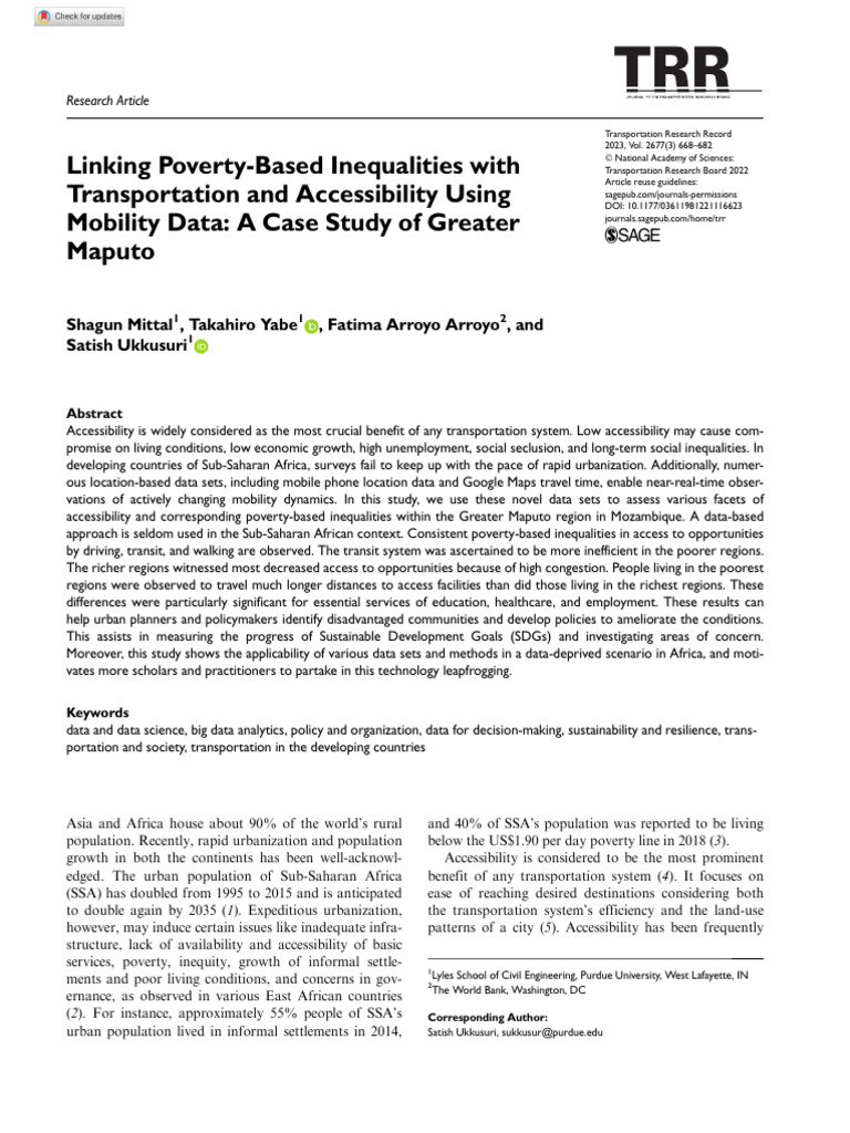 Transportation Inequalities in Greater Maputo | PDF | Poverty | Poverty ...