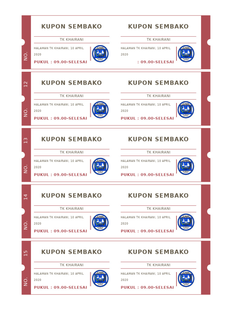 Kupon Sembako TK Khairani 2020 | PDF