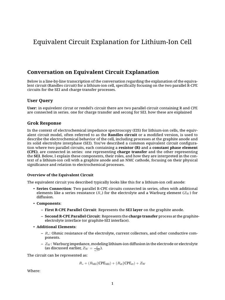 Equivelent Circuit Model | PDF | Lithium Ion Battery | Capacitor