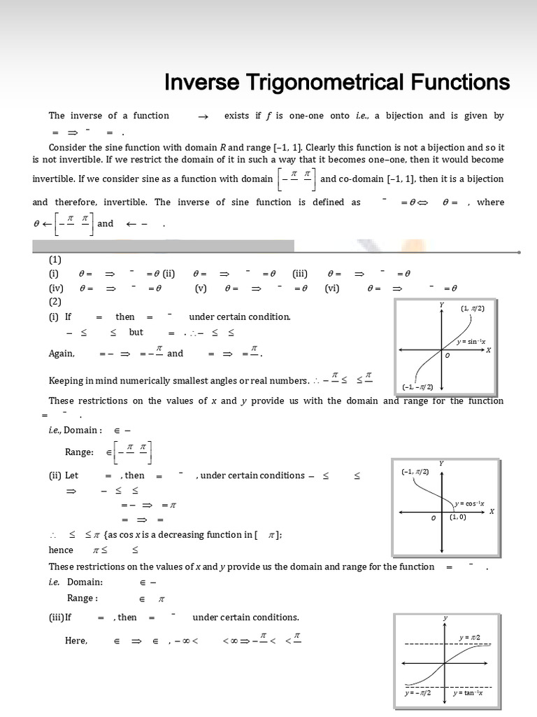 Inverse Functions and Trigonometry | PDF | Trigonometric Functions ...
