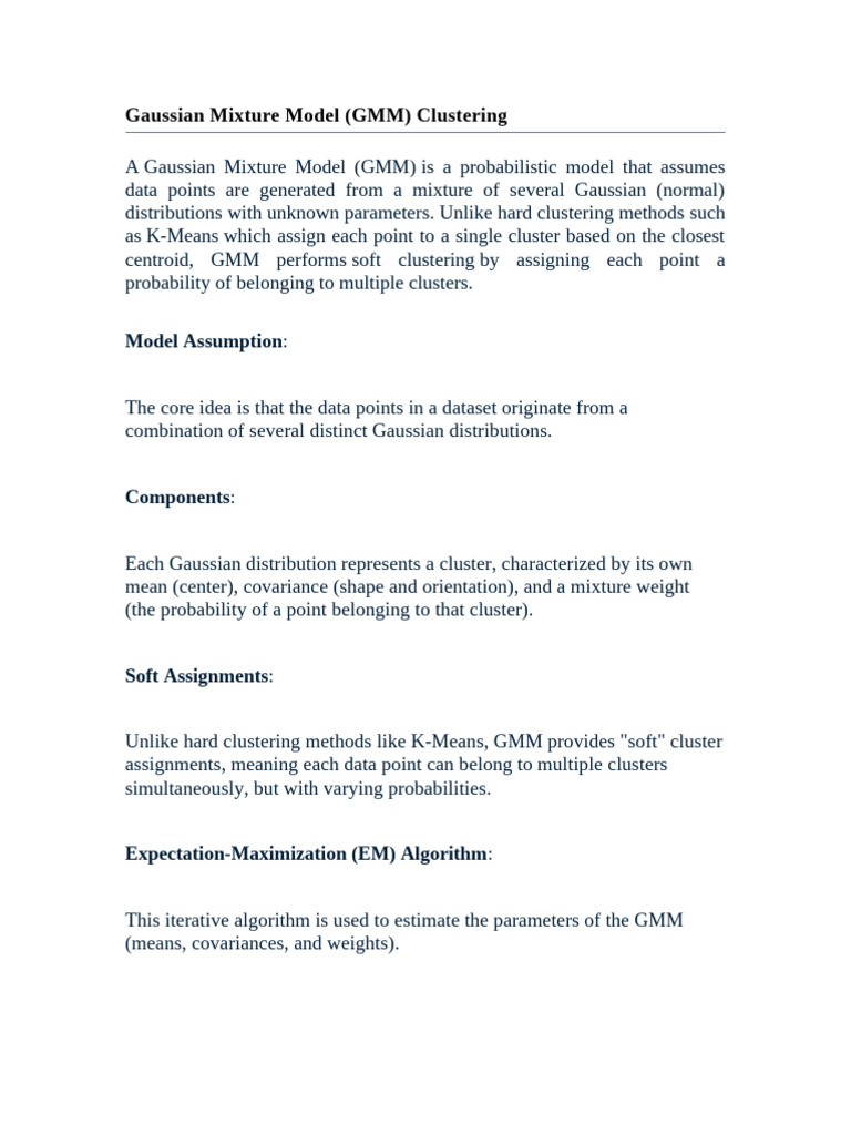 GMM Clustering: Soft Assignments Explained | PDF