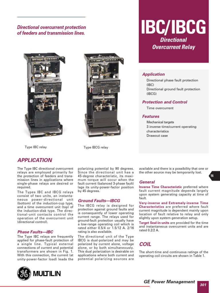 IBC/IBCG Directional Overcurrent Relays | PDF | Relay | Inductor