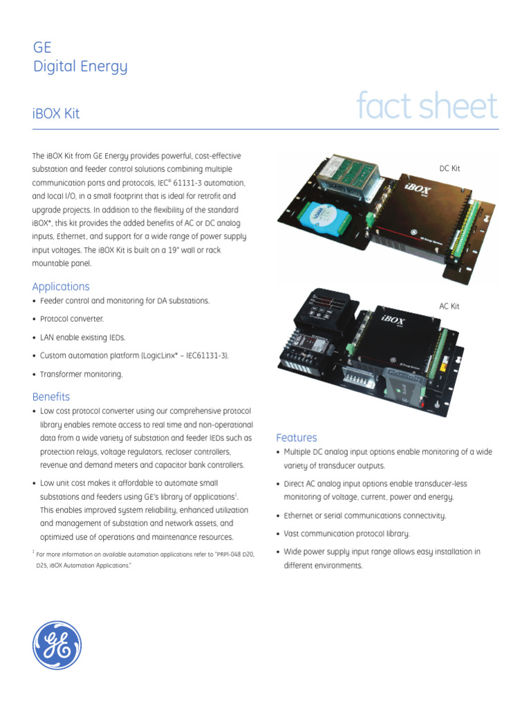 GE iBOX Kit: Substation Control Solutions | PDF | Power Supply ...