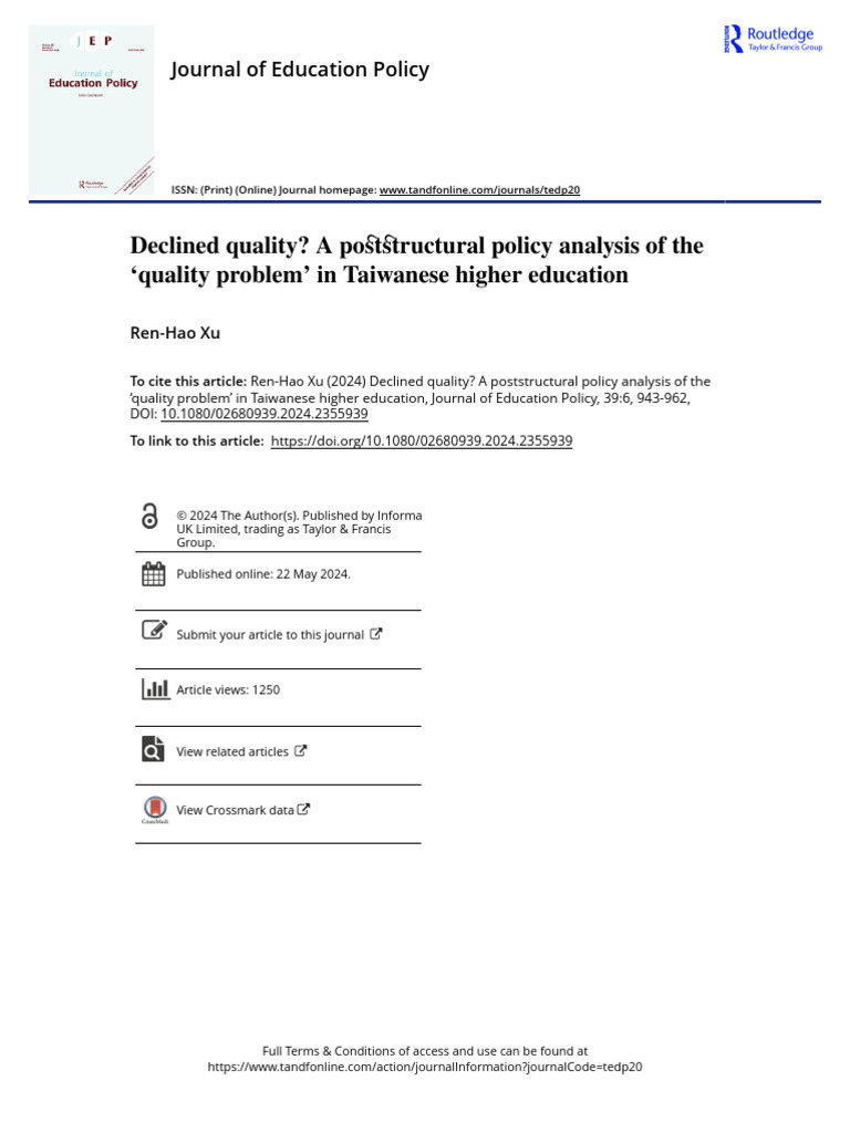 Declined Quality A Poststructural Policy Analysis of The Quality ...