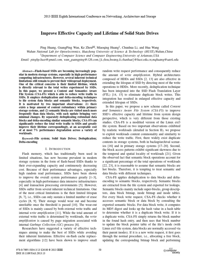 Enhancing SSD Lifespan with CSA-FS | PDF | Solid State Drive | Computer ...