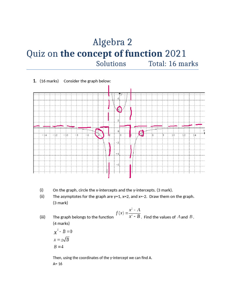 Solutions - Unit 1 Quiz 2021 | PDF
