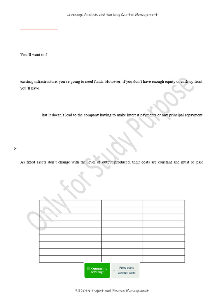 Working Capital Leverage Strategies | PDF | Leverage (Finance ...