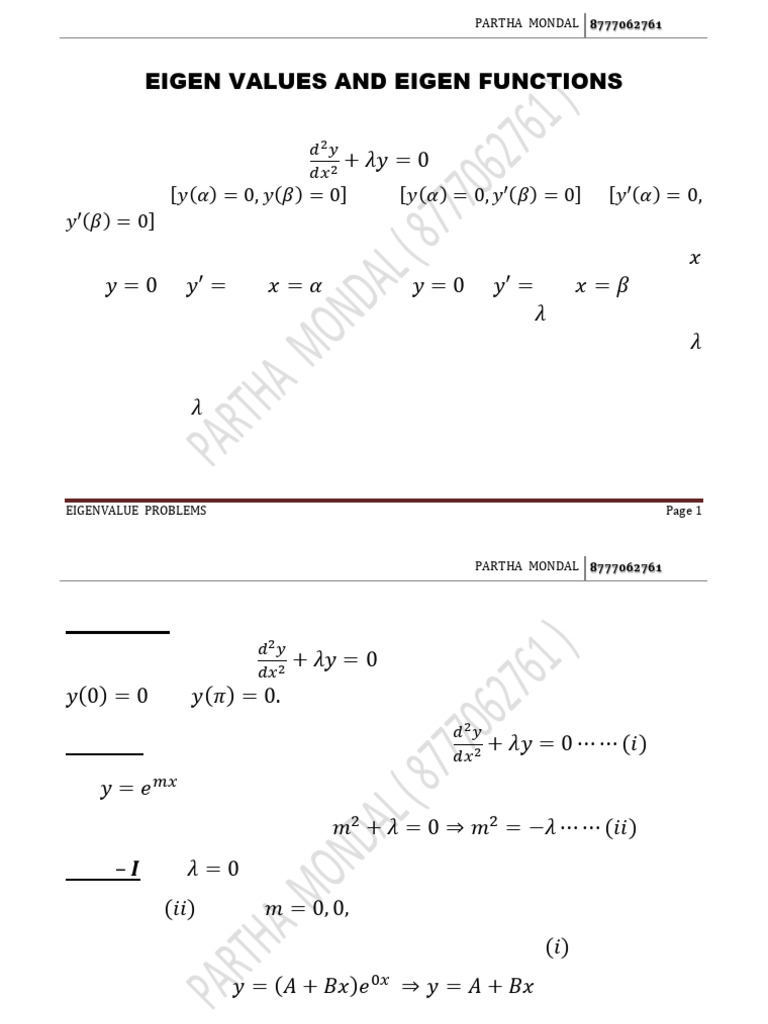 Notes Eigen Value Problems Pdf Eigenvalues And Eigenvectors