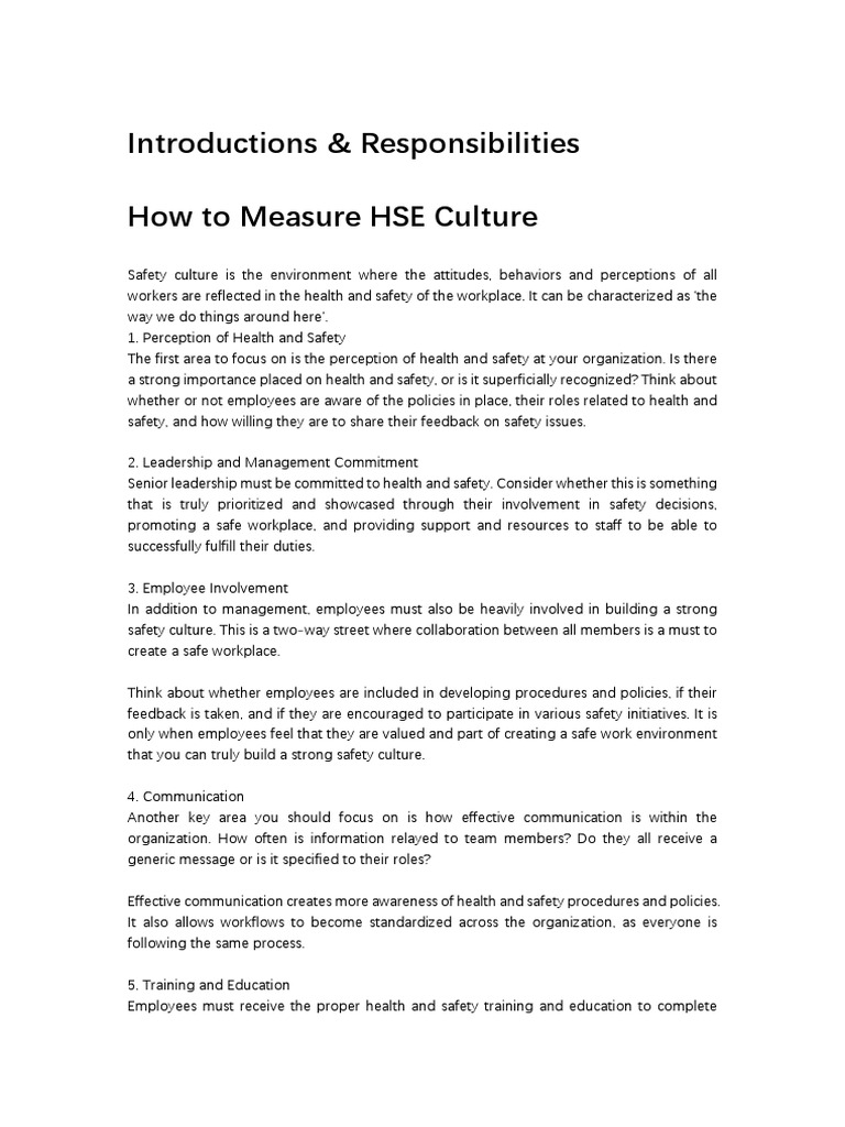 Measuring HSE Culture and Safety Performance | PDF | Occupational ...