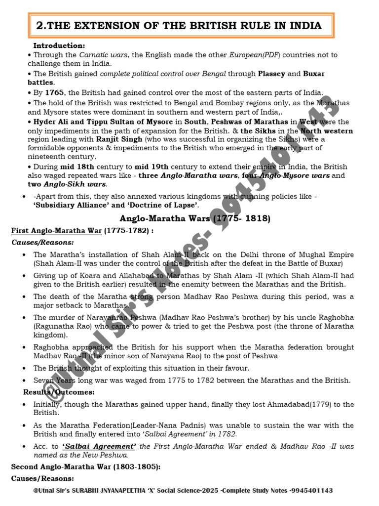 British Expansion in India: Key Wars and Policies | PDF | Military Of ...