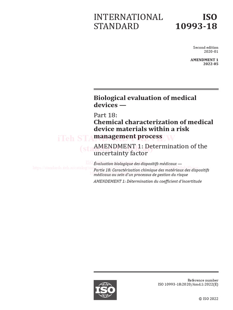 ISO 10993-18:2020 Chemical Characterization | PDF | International ...