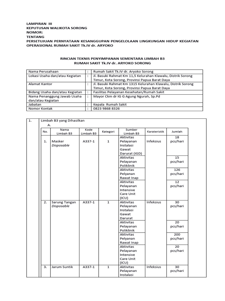 Rintek Plb3 Rsad Dr. Aryoko | PDF