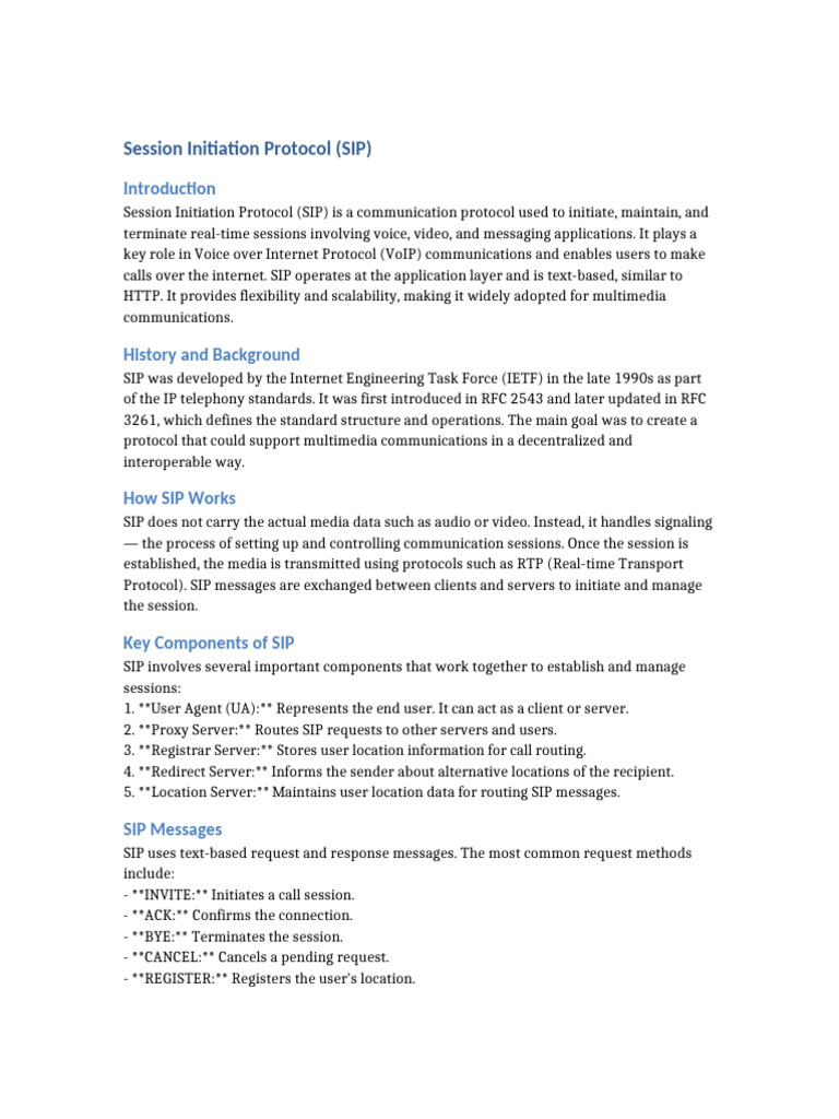 SIP: Pros and Cons Overview | PDF | Session Initiation Protocol | Voice ...