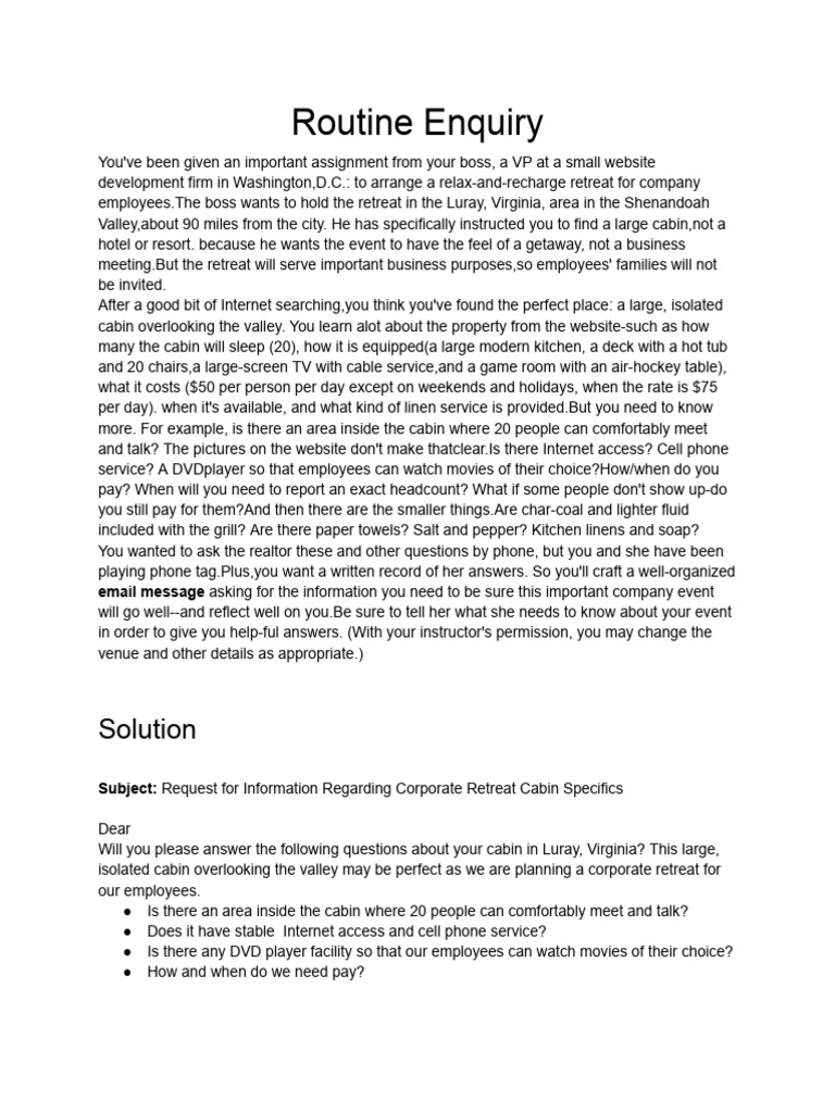 Routine Enquiry | PDF