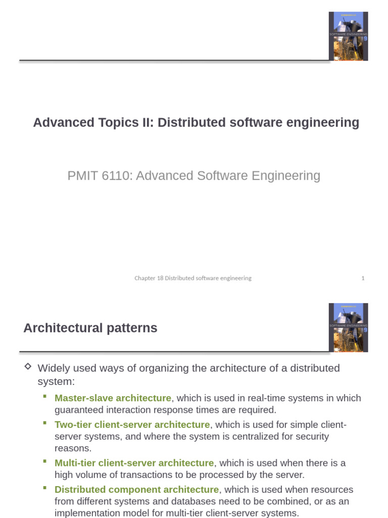 Distributed Software Engineering Architectures | PDF | Client–Server ...