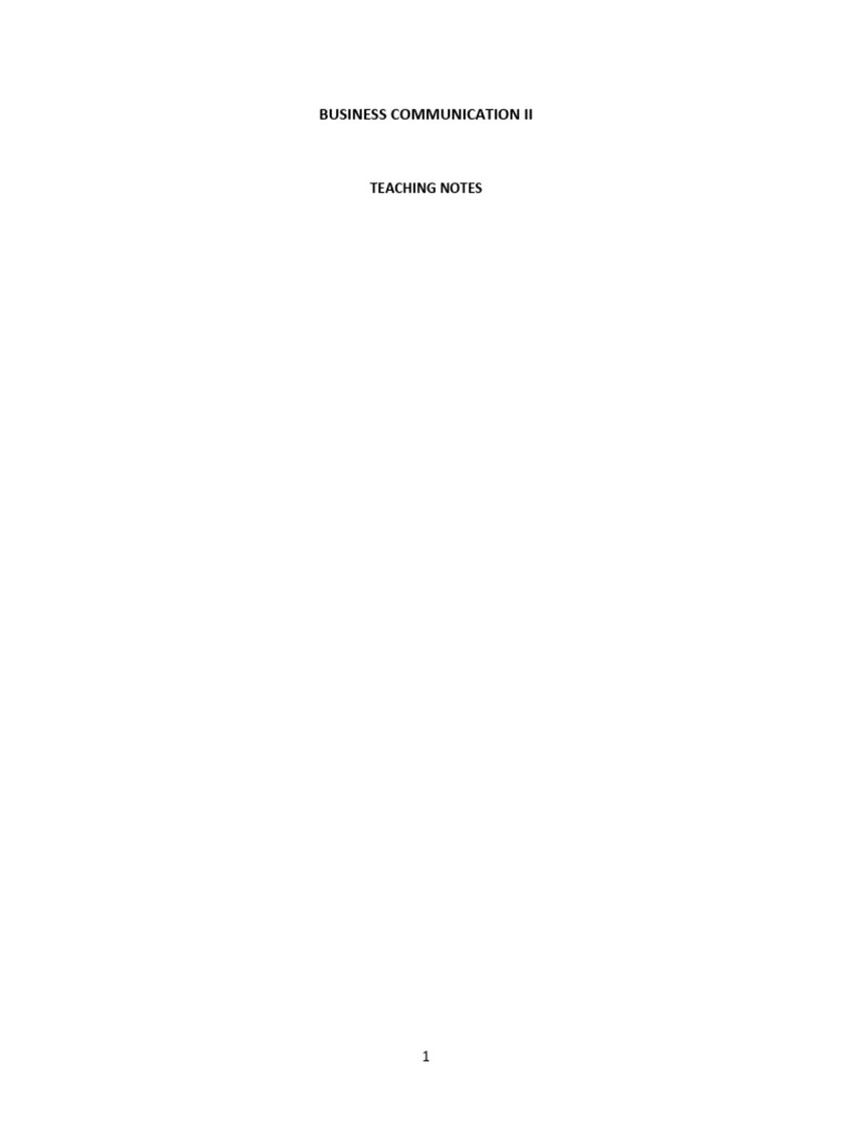 Business Communication Teaching Notes | PDF | Communication | Nonverbal ...