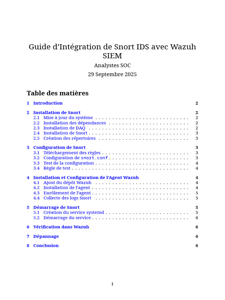 Intégration Snort avec Wazuh SIEM | PDF | Sécurité du réseau ...