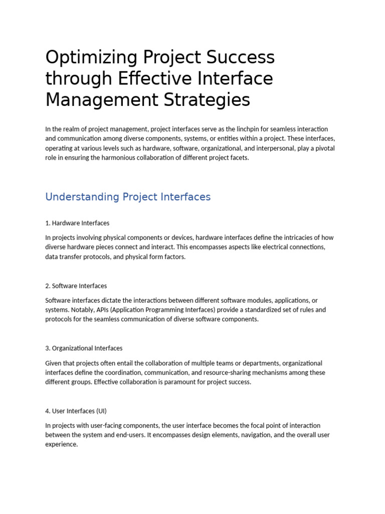 Effective Interface Management Strategies | PDF | Interface (Computing ...