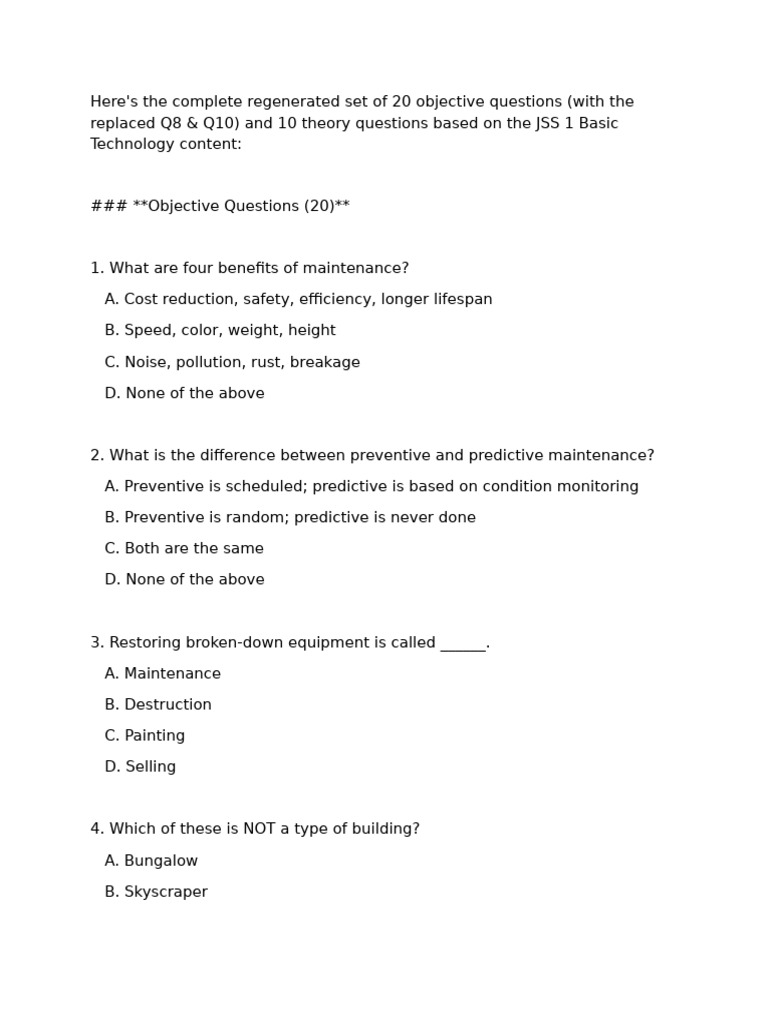 JSS 1 Basic Technology Quiz Questions | PDF | Proton | Neutron