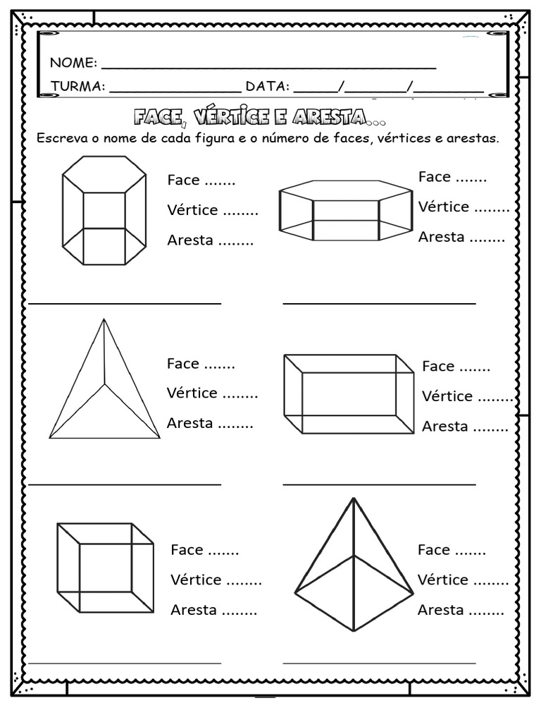 Figuras Geométricas: Faces, Vértices e Arestas | PDF