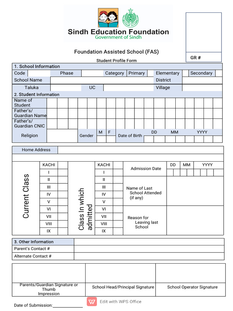 FAS-Student Profile Form | PDF