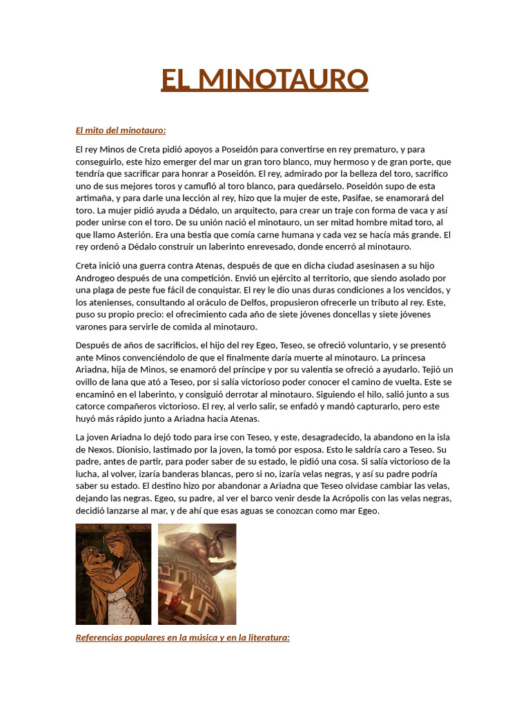 El Minotauro | PDF | Minotauro | Teseo