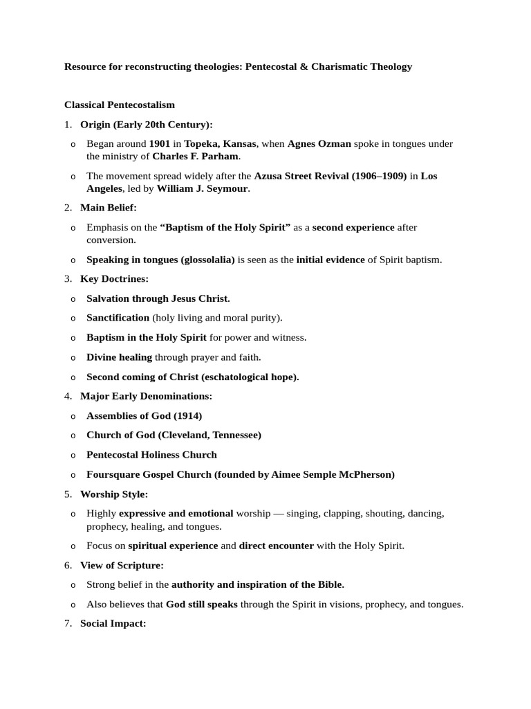 Understanding Pentecostal Theology | PDF | Pentecostalism | Charismatic ...