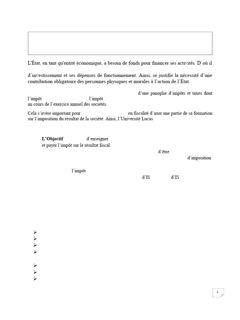 Fiscalité des sociétés : Impôt sur les bénéfices | PDF | Capitaux ...